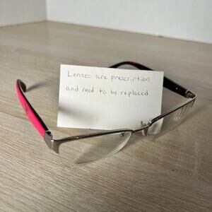 Prada VPR53P 1BC-1O1 Eyeglasses Half Rim Silver Pink Frames READ 53-17-135 Italy